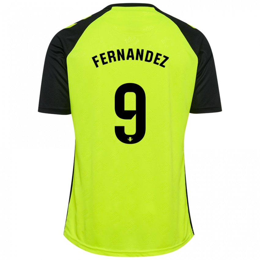 Niño Camiseta Marcos Fernández #9 Amarillo Fluorescente Negro 2ª Equipación 2024/25 La Camisa Perú