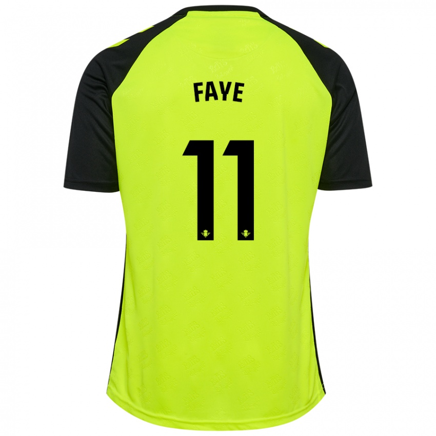 Niño Camiseta Souleymane Faye #11 Amarillo Fluorescente Negro 2ª Equipación 2024/25 La Camisa Perú