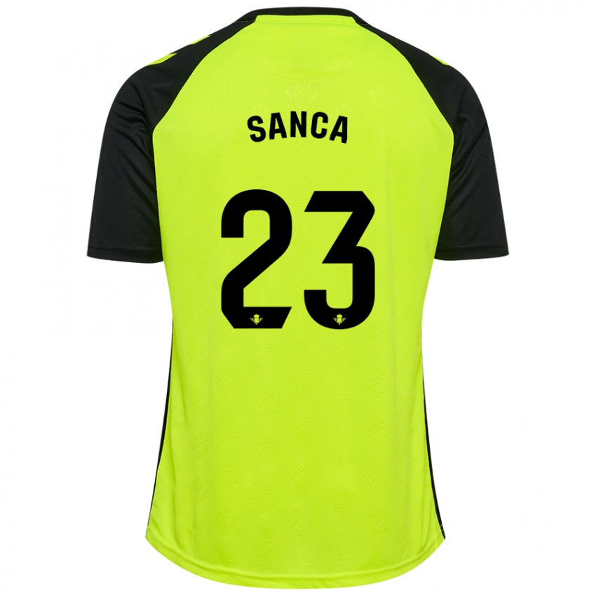 Niño Camiseta Marciano Sanca #23 Amarillo Fluorescente Negro 2ª Equipación 2024/25 La Camisa Perú