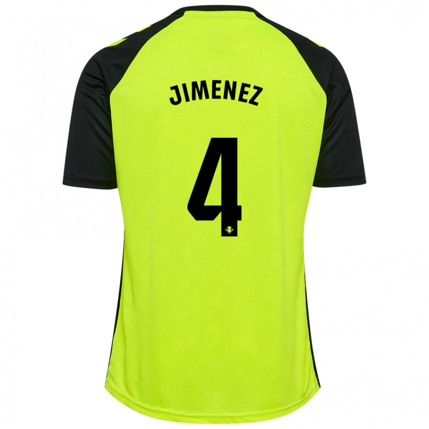 Niño Camiseta María Jiménez Gutiérrez #4 Amarillo Fluorescente Negro 2ª Equipación 2024/25 La Camisa Perú