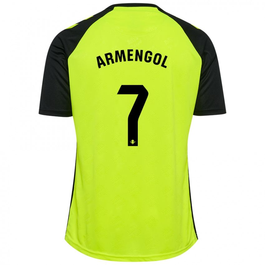 Niño Camiseta Carla Armengol Joaniquet #7 Amarillo Fluorescente Negro 2ª Equipación 2024/25 La Camisa Perú