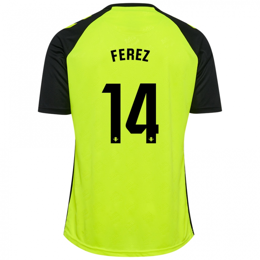 Niño Camiseta Carolina Férez #14 Amarillo Fluorescente Negro 2ª Equipación 2024/25 La Camisa Perú