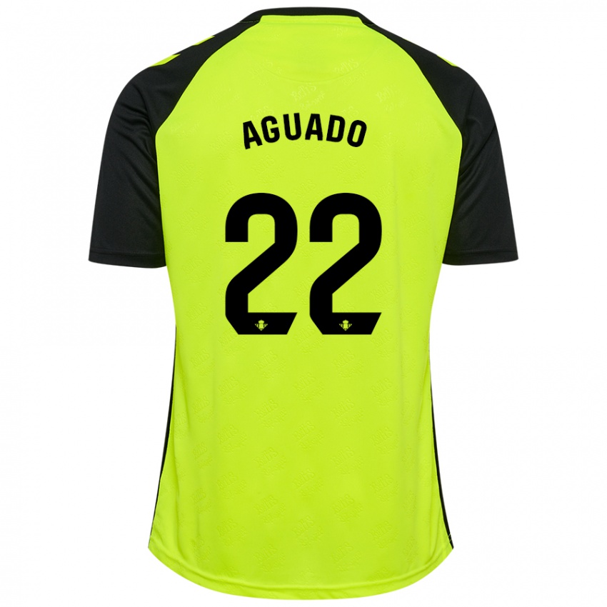 Niño Camiseta Julia Aguado Fernández #22 Amarillo Fluorescente Negro 2ª Equipación 2024/25 La Camisa Perú