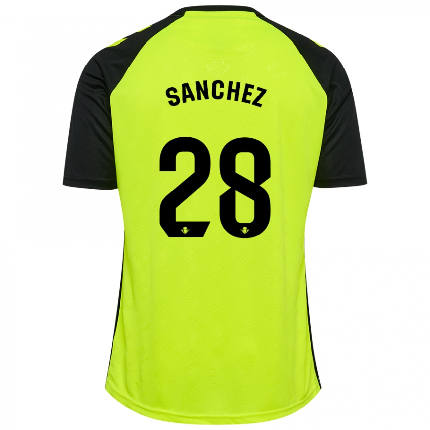 Niño Camiseta Marina Sánchez #28 Amarillo Fluorescente Negro 2ª Equipación 2024/25 La Camisa Perú