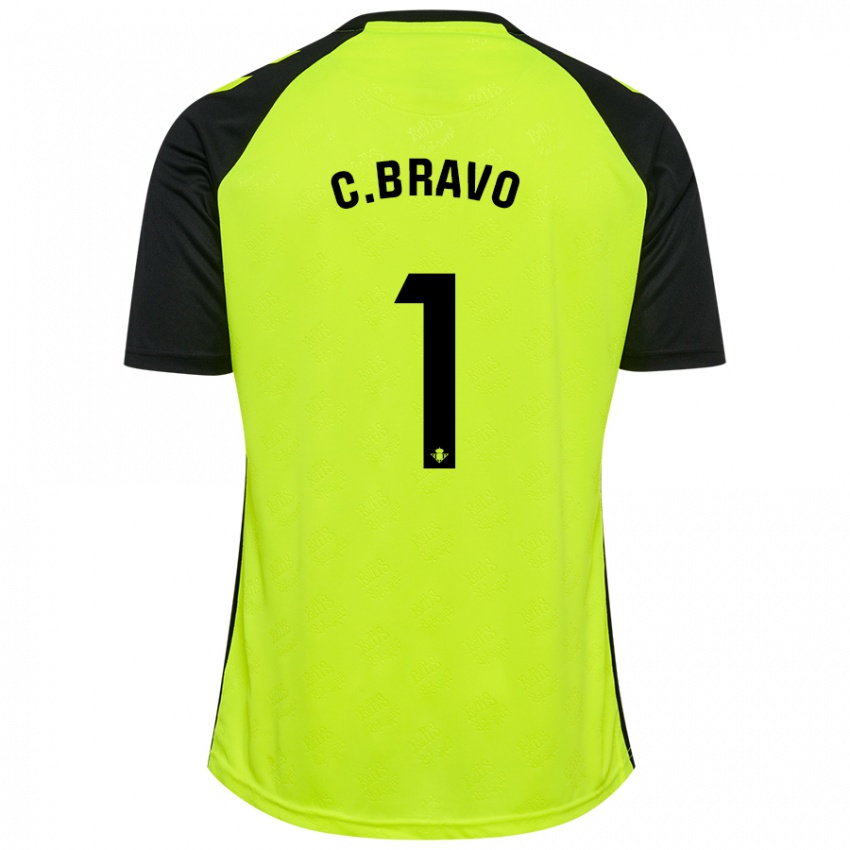 Niño Camiseta Claudio Bravo #1 Amarillo Fluorescente Negro 2ª Equipación 2024/25 La Camisa Perú