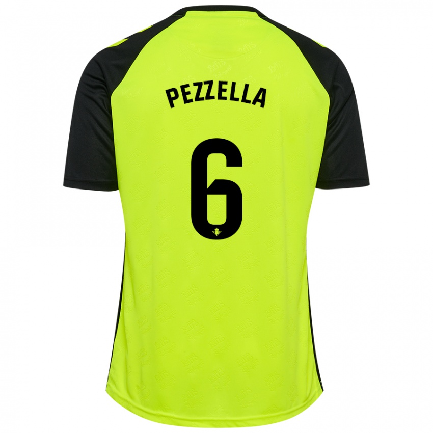 Niño Camiseta Germán Pezzella #6 Amarillo Fluorescente Negro 2ª Equipación 2024/25 La Camisa Perú