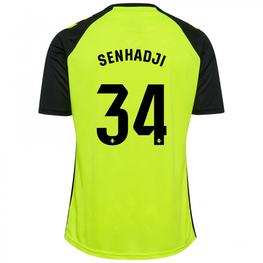 Niño Camiseta Yanis Senhadji #34 Amarillo Fluorescente Negro 2ª Equipación 2024/25 La Camisa Perú