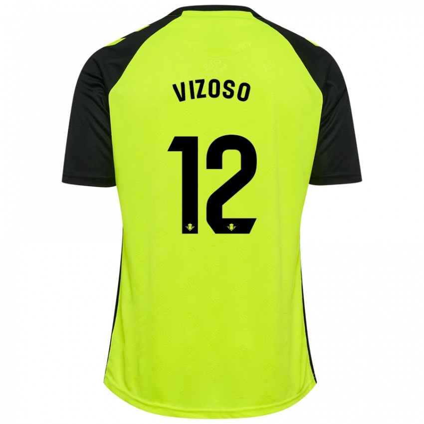 Niño Camiseta Paula Vizoso Prieto #12 Amarillo Fluorescente Negro 2ª Equipación 2024/25 La Camisa Perú