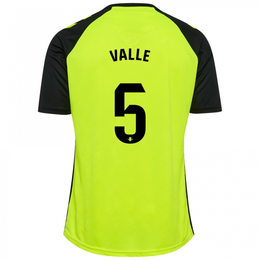 Niño Camiseta María Valle López #5 Amarillo Fluorescente Negro 2ª Equipación 2024/25 La Camisa Perú