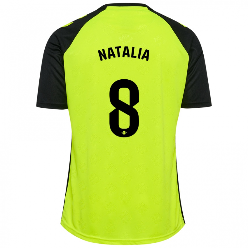 Niño Camiseta Natalia Montilla Martinez #8 Amarillo Fluorescente Negro 2ª Equipación 2024/25 La Camisa Perú