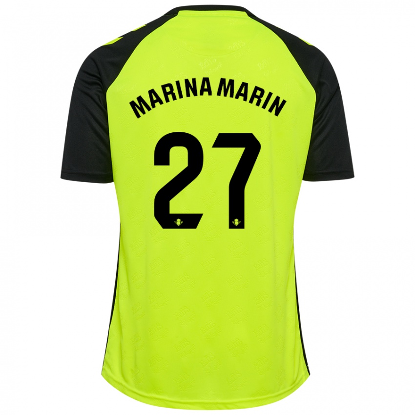 Niño Camiseta Marina Marín #27 Amarillo Fluorescente Negro 2ª Equipación 2024/25 La Camisa Perú