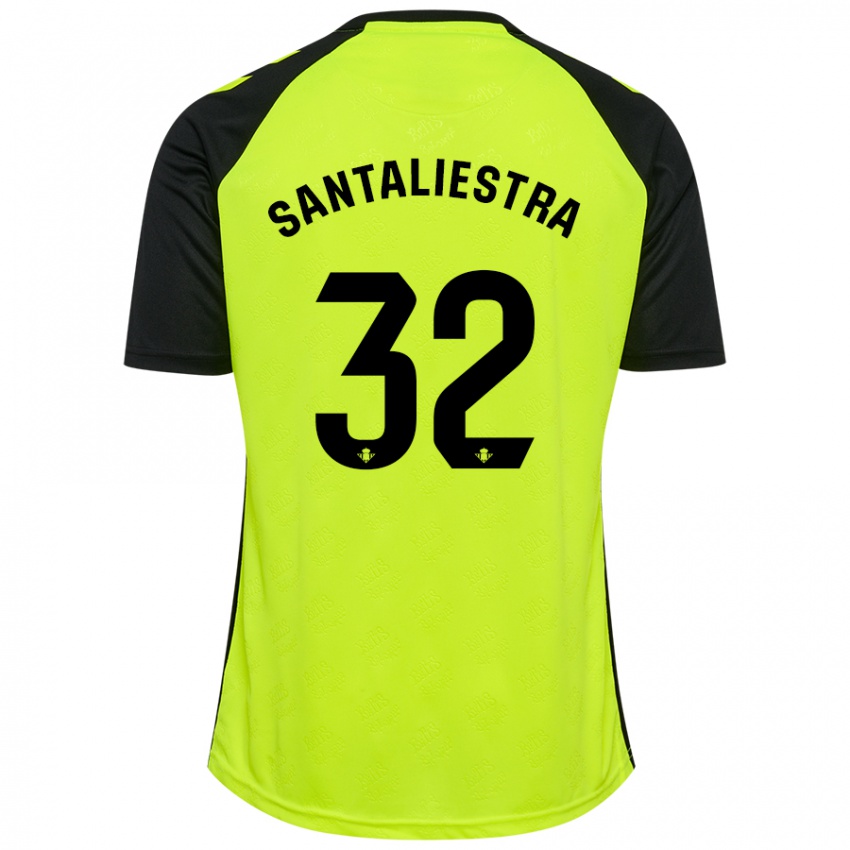 Niño Camiseta Carla Santaliestra #32 Amarillo Fluorescente Negro 2ª Equipación 2024/25 La Camisa Perú