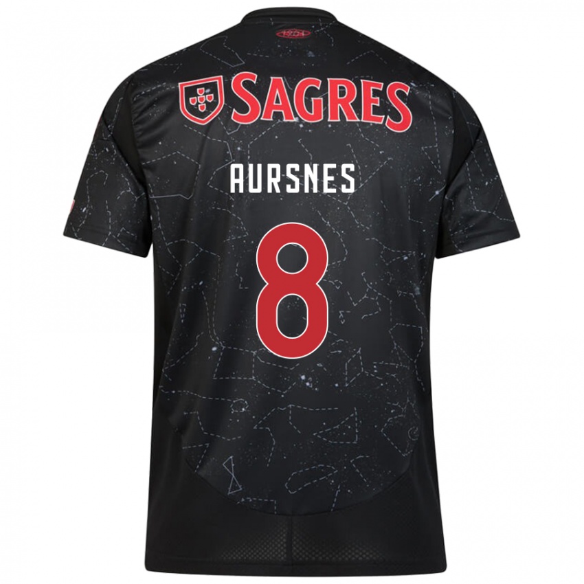 Niño Camiseta Fredrik Aursnes #8 Negro Rojo 2ª Equipación 2024/25 La Camisa Perú