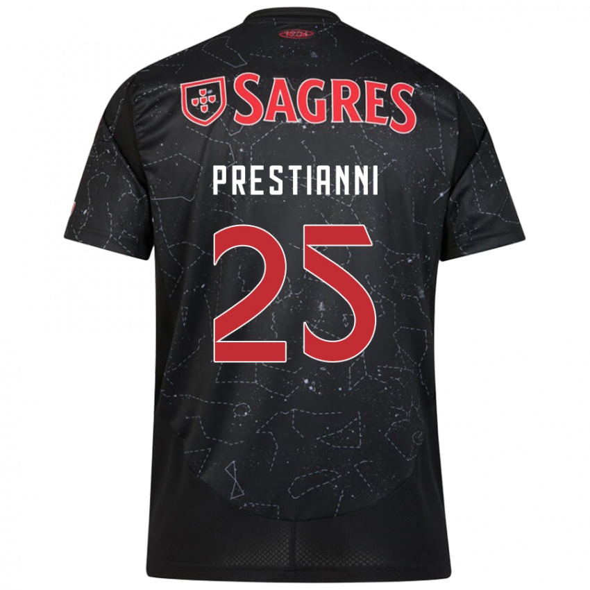 Niño Camiseta Gianluca Prestianni #25 Negro Rojo 2ª Equipación 2024/25 La Camisa Perú