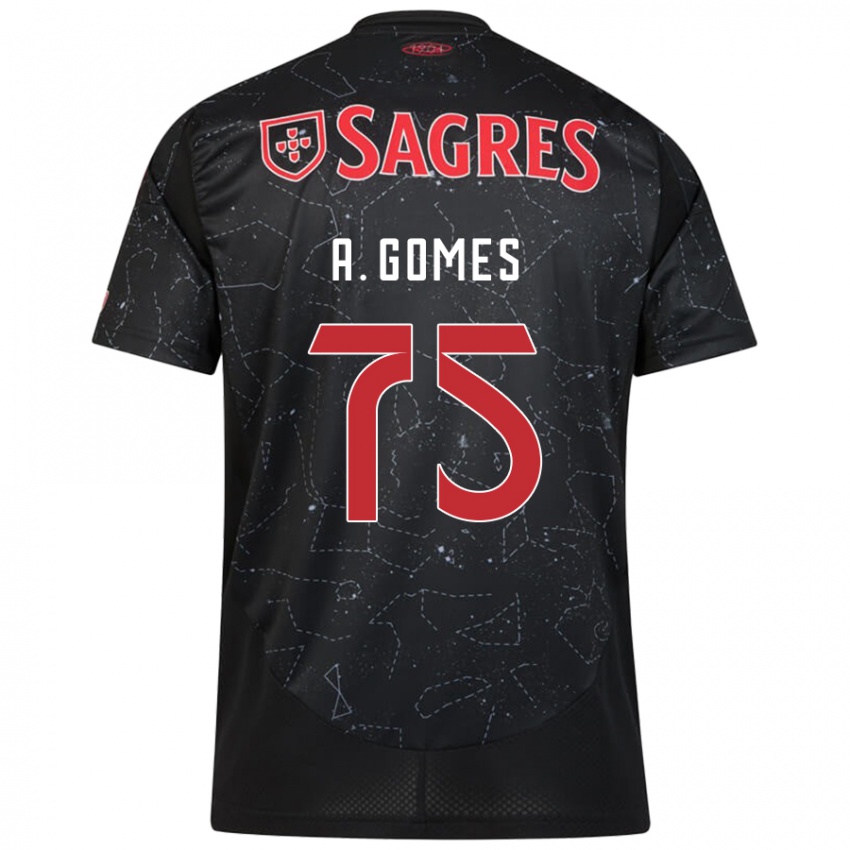 Niño Camiseta André Gomes #75 Negro Rojo 2ª Equipación 2024/25 La Camisa Perú