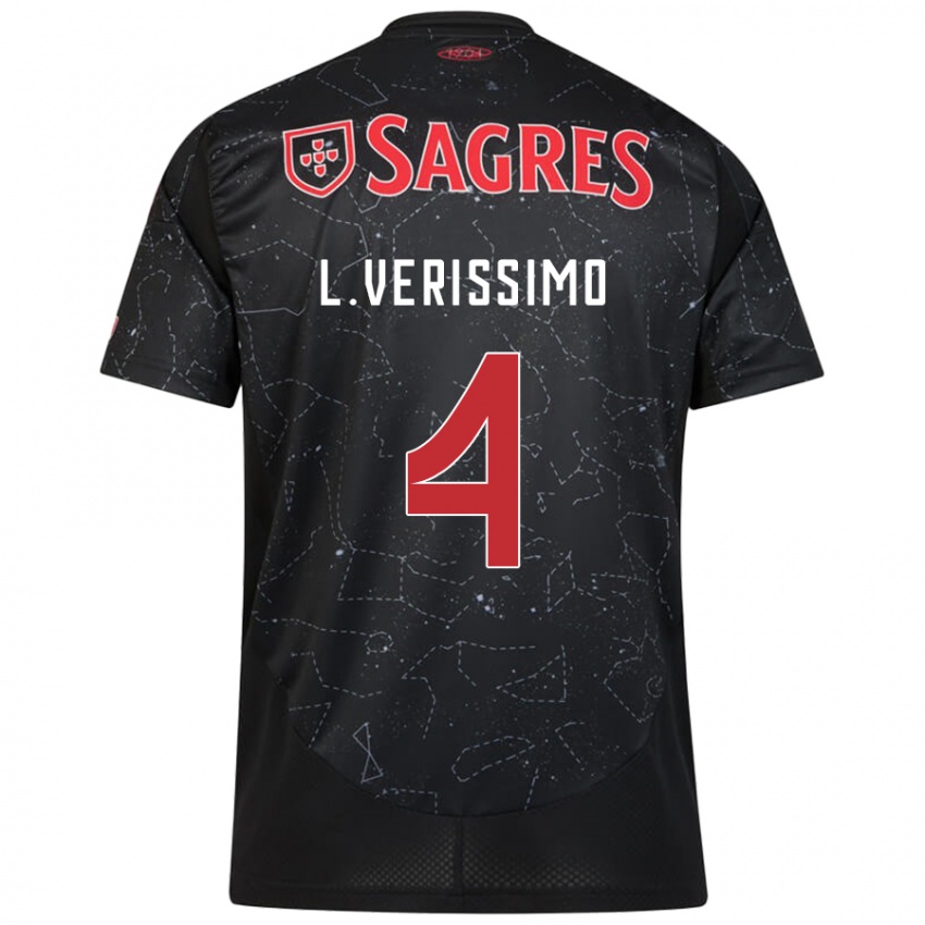 Niño Camiseta Lucas Verissimo #4 Negro Rojo 2ª Equipación 2024/25 La Camisa Perú