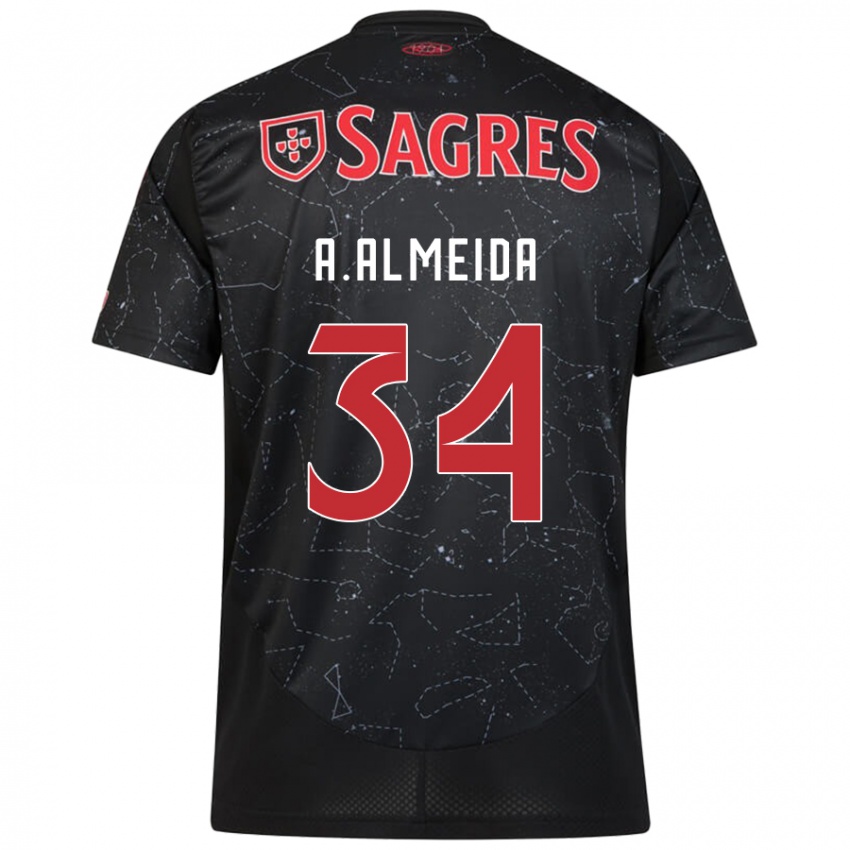 Niño Camiseta Andre Almeida #34 Negro Rojo 2ª Equipación 2024/25 La Camisa Perú