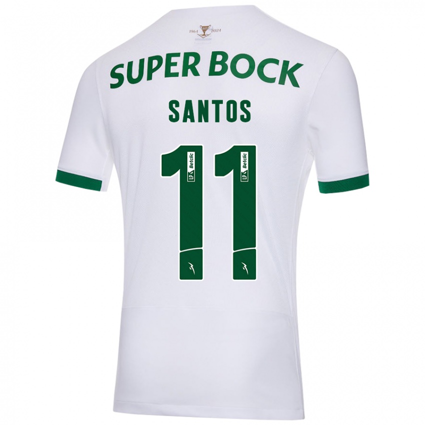 Niño Camiseta Nuno Santos #11 Blanco Verde 2ª Equipación 2024/25 La Camisa Perú