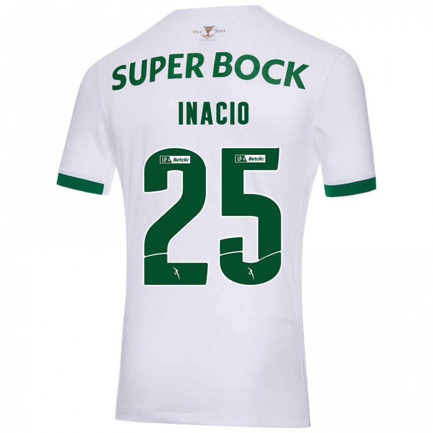 Niño Camiseta Gonçalo Inácio #25 Blanco Verde 2ª Equipación 2024/25 La Camisa Perú