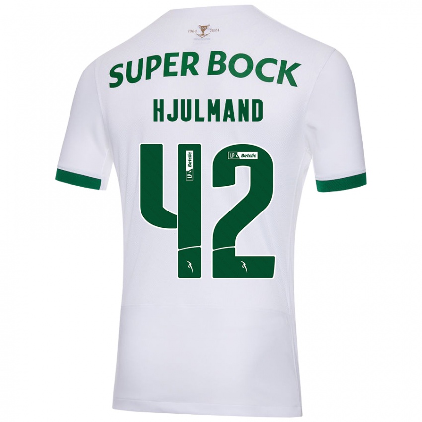 Niño Camiseta Morten Hjulmand #42 Blanco Verde 2ª Equipación 2024/25 La Camisa Perú