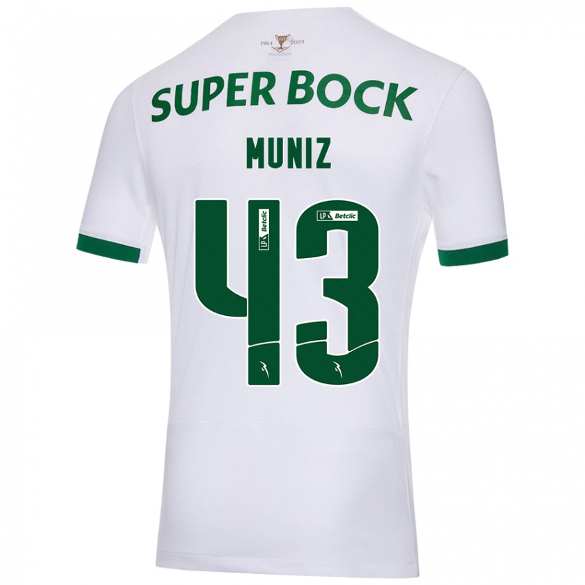 Niño Camiseta João Muniz #43 Blanco Verde 2ª Equipación 2024/25 La Camisa Perú