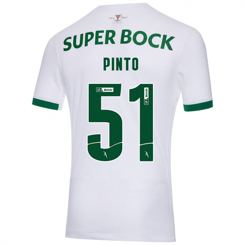 Niño Camiseta Diogo Pinto #51 Blanco Verde 2ª Equipación 2024/25 La Camisa Perú