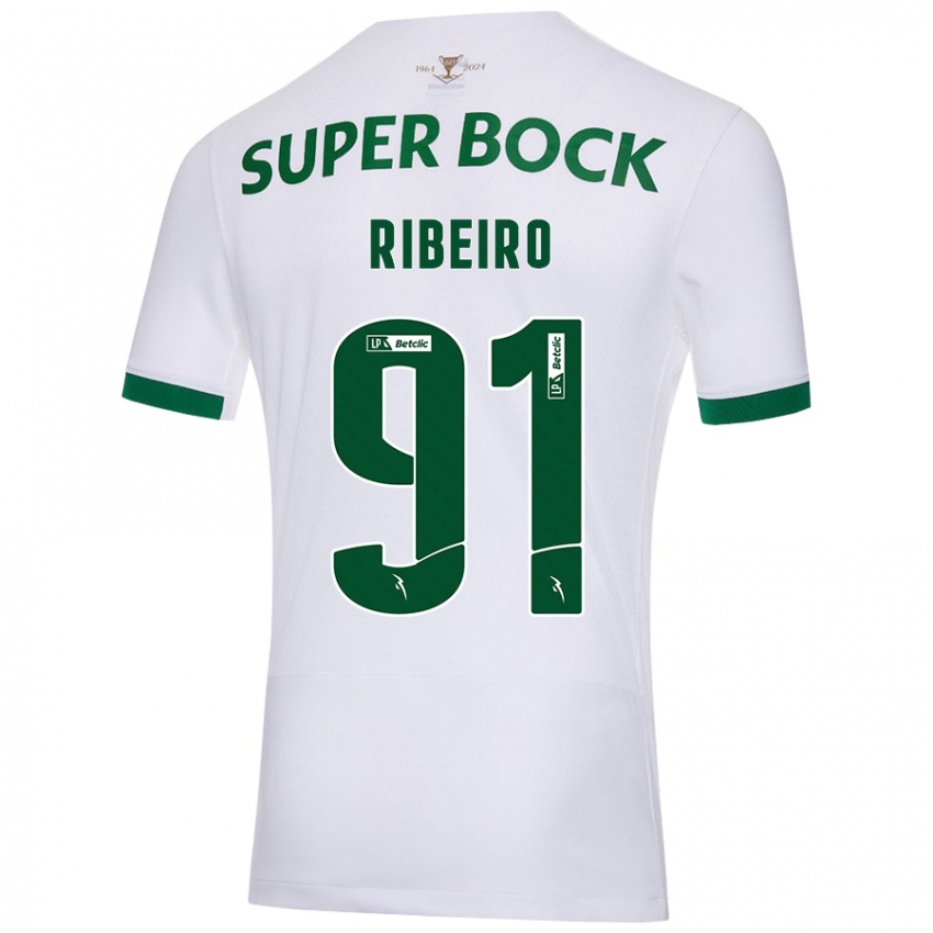 Niño Camiseta Rodrigo Ribeiro #91 Blanco Verde 2ª Equipación 2024/25 La Camisa Perú