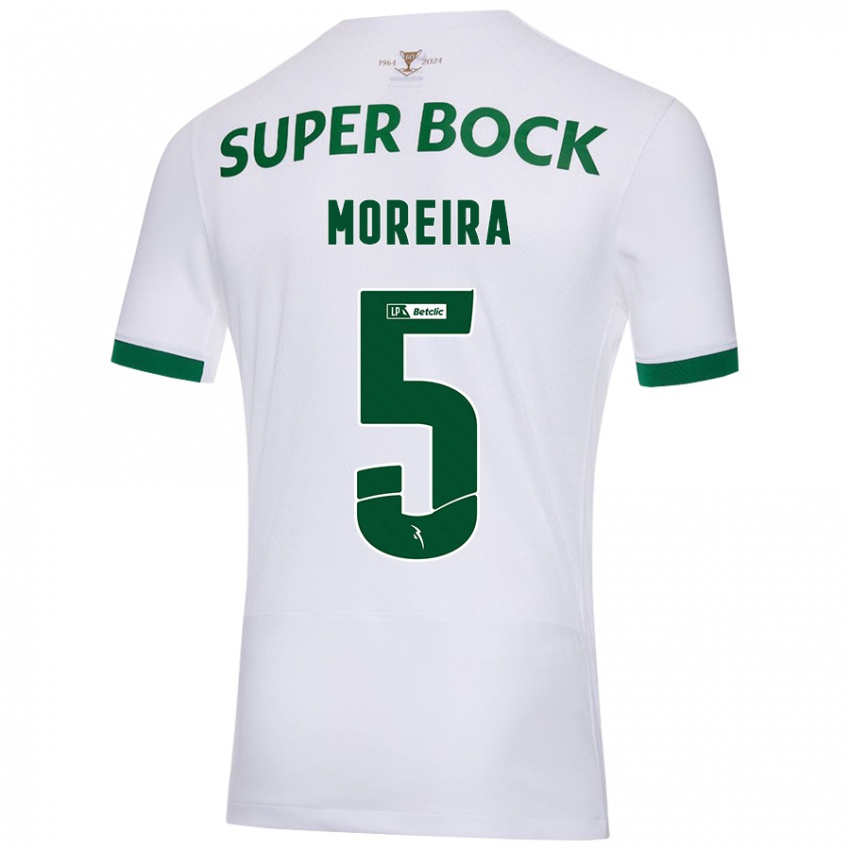 Niño Camiseta David Moreira #5 Blanco Verde 2ª Equipación 2024/25 La Camisa Perú