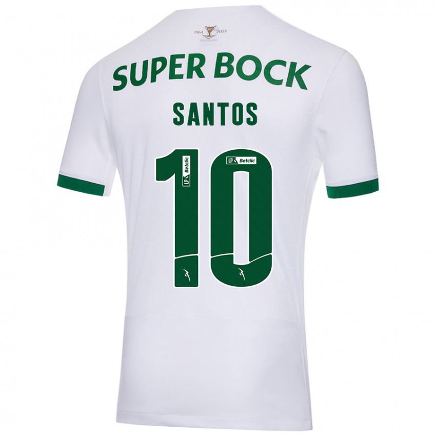 Niño Camiseta Guilherme Santos #10 Blanco Verde 2ª Equipación 2024/25 La Camisa Perú