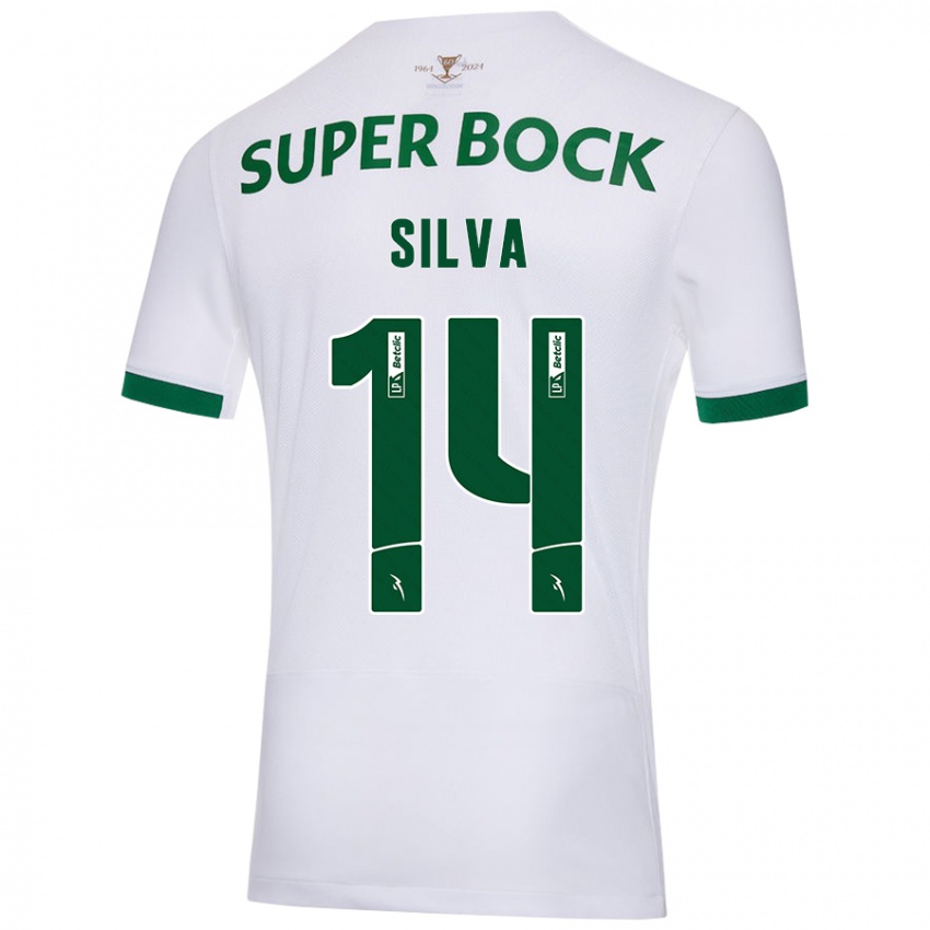 Niño Camiseta Guilherme Silva #14 Blanco Verde 2ª Equipación 2024/25 La Camisa Perú