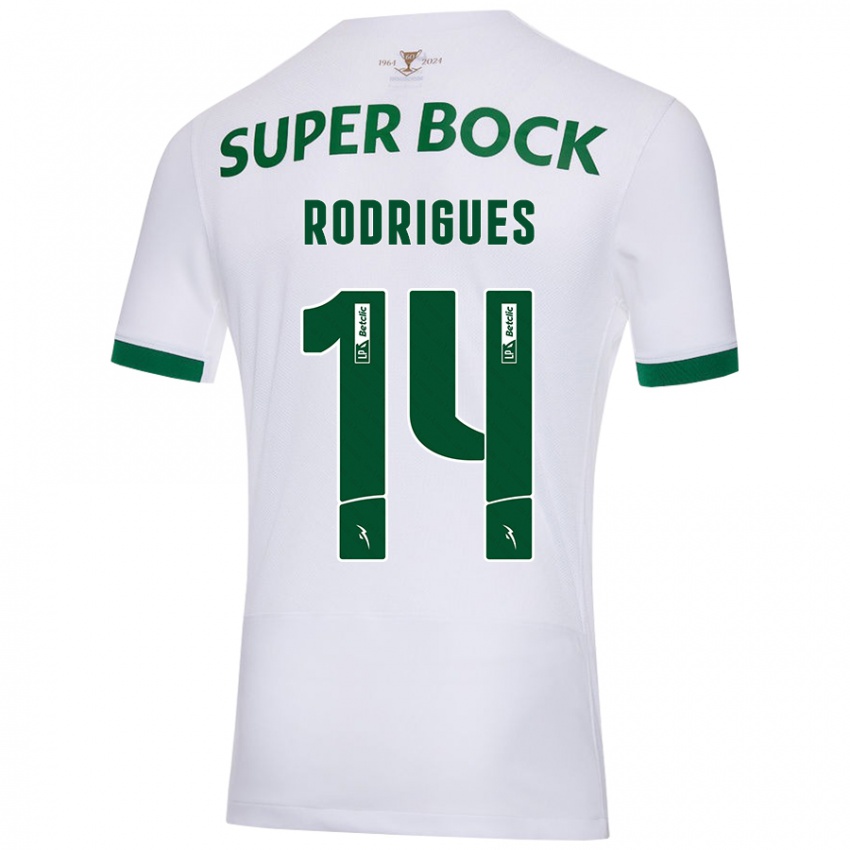 Niño Camiseta Paulo Rodrigues #14 Blanco Verde 2ª Equipación 2024/25 La Camisa Perú