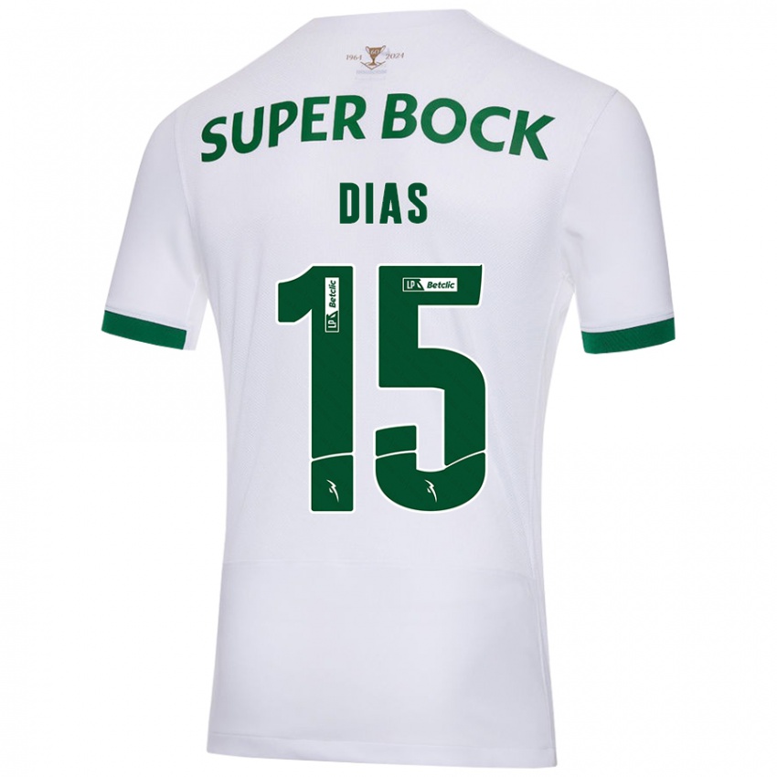 Niño Camiseta Rodrigo Dias #15 Blanco Verde 2ª Equipación 2024/25 La Camisa Perú