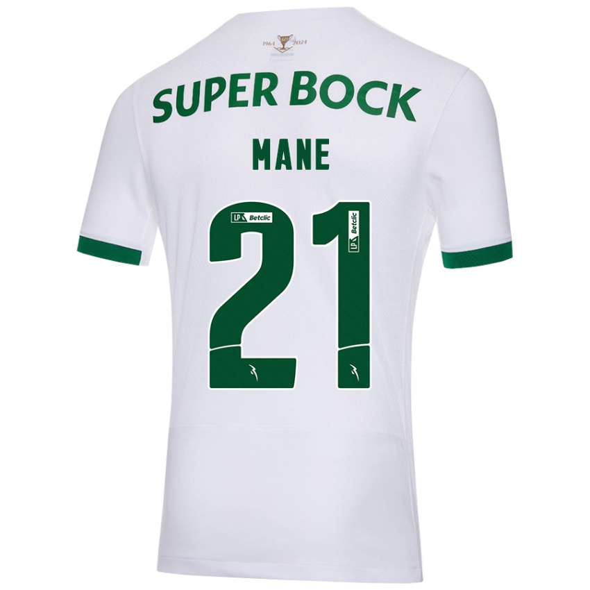 Niño Camiseta Isnaba Mané #21 Blanco Verde 2ª Equipación 2024/25 La Camisa Perú