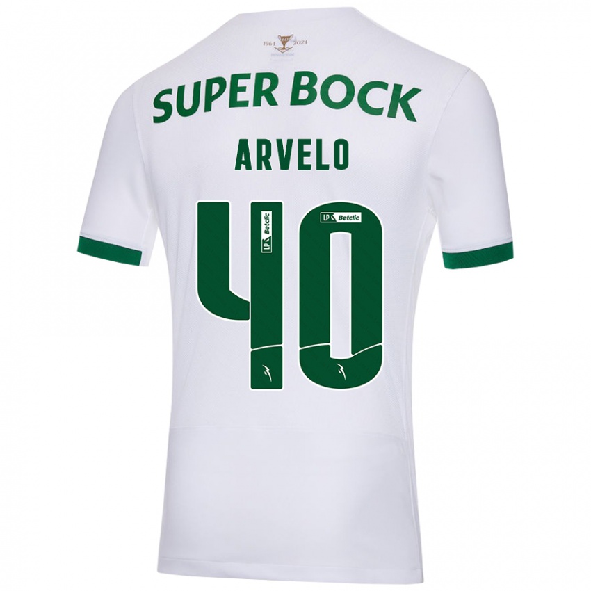 Niño Camiseta Adam Arvelo #40 Blanco Verde 2ª Equipación 2024/25 La Camisa Perú