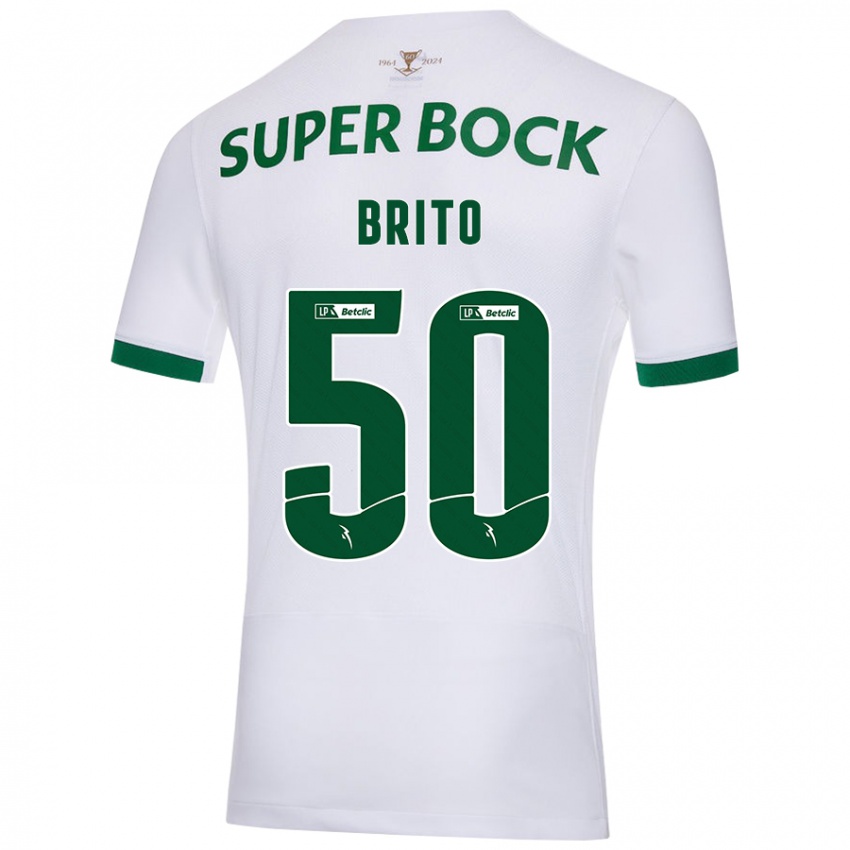 Niño Camiseta Alexandre Brito #50 Blanco Verde 2ª Equipación 2024/25 La Camisa Perú