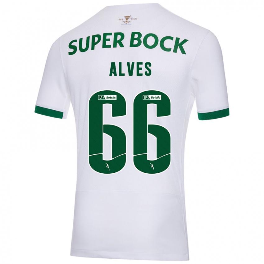 Niño Camiseta Miguel Alves #66 Blanco Verde 2ª Equipación 2024/25 La Camisa Perú