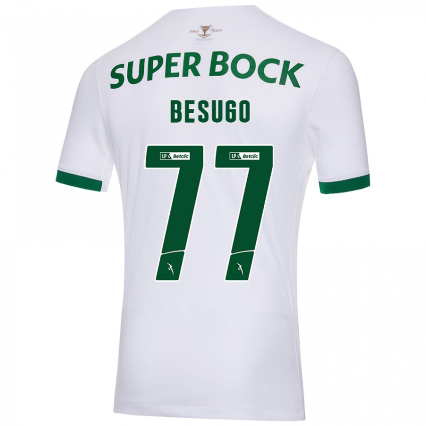 Niño Camiseta Rafael Besugo #77 Blanco Verde 2ª Equipación 2024/25 La Camisa Perú