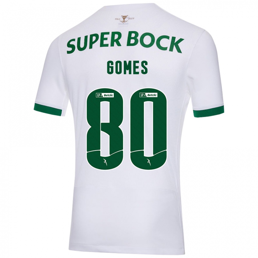 Niño Camiseta Luís Gomes #80 Blanco Verde 2ª Equipación 2024/25 La Camisa Perú