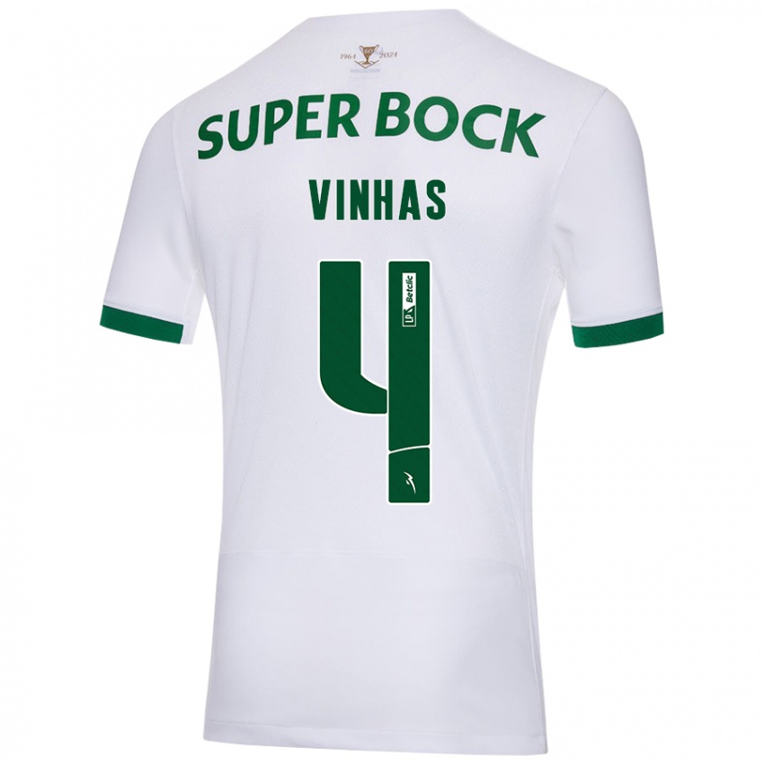 Niño Camiseta Gabriela Vinhas #4 Blanco Verde 2ª Equipación 2024/25 La Camisa Perú