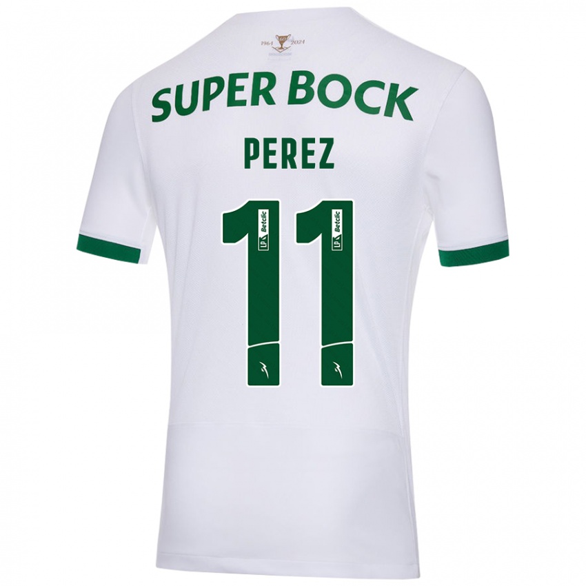 Niño Camiseta Brenda Pérez #11 Blanco Verde 2ª Equipación 2024/25 La Camisa Perú