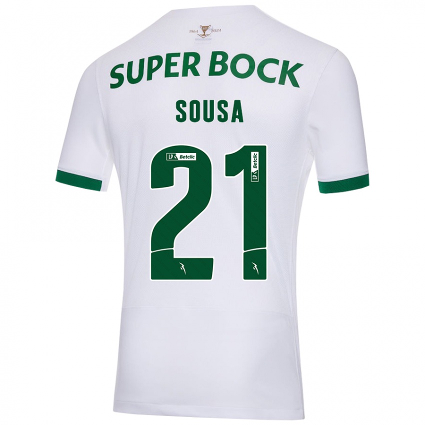 Niño Camiseta Margarida Sousa #21 Blanco Verde 2ª Equipación 2024/25 La Camisa Perú