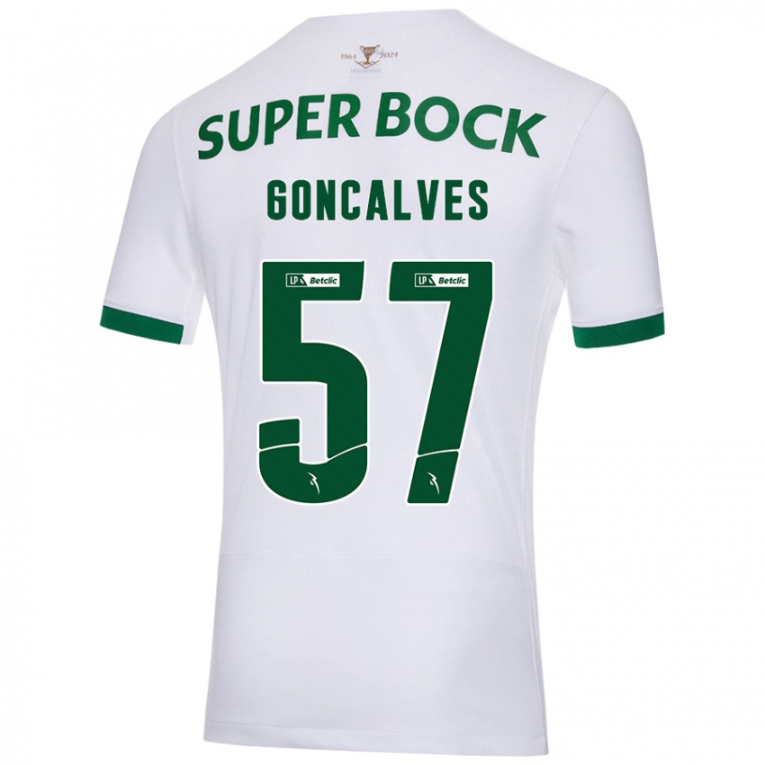 Niño Camiseta Inês Gonçalves #57 Blanco Verde 2ª Equipación 2024/25 La Camisa Perú