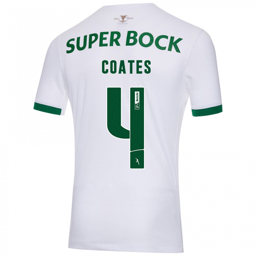 Niño Camiseta Sebastián Coates #4 Blanco Verde 2ª Equipación 2024/25 La Camisa Perú