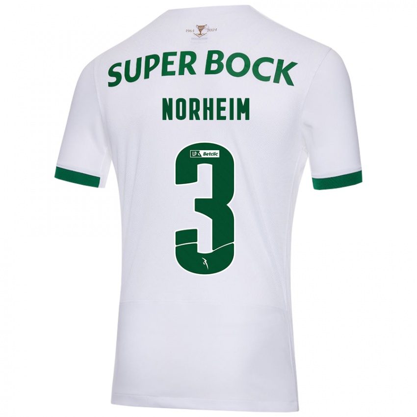 Niño Camiseta Andrea Norheim #3 Blanco Verde 2ª Equipación 2024/25 La Camisa Perú