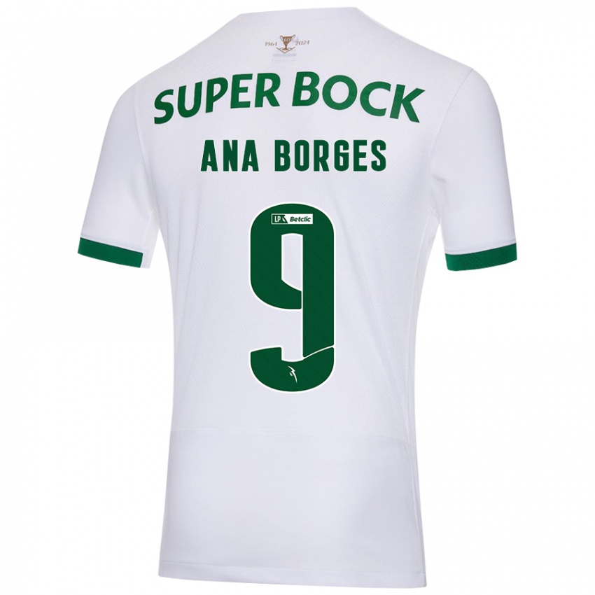 Niño Camiseta Ana Catarina Marques Borges #9 Blanco Verde 2ª Equipación 2024/25 La Camisa Perú