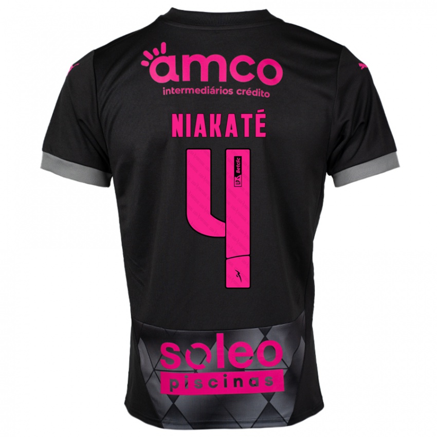 Niño Camiseta Sikou Niakaté #4 Negro Rosa 2ª Equipación 2024/25 La Camisa Perú