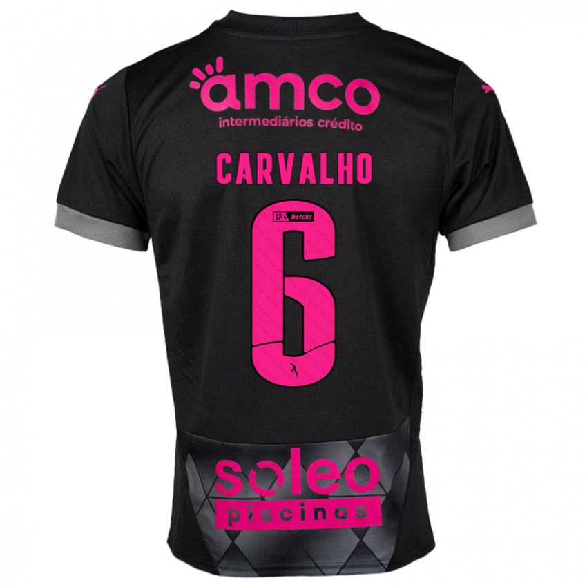 Niño Camiseta Vitor Carvalho #6 Negro Rosa 2ª Equipación 2024/25 La Camisa Perú