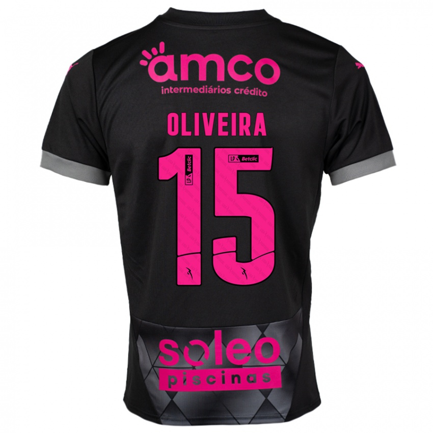 Niño Camiseta Paulo Oliveira #15 Negro Rosa 2ª Equipación 2024/25 La Camisa Perú