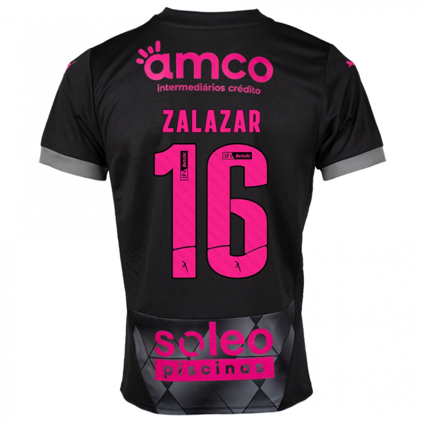 Niño Camiseta Rodrigo Zalazar #16 Negro Rosa 2ª Equipación 2024/25 La Camisa Perú