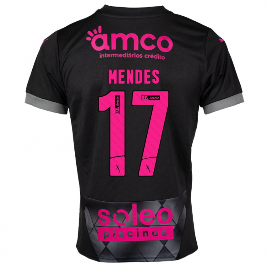 Niño Camiseta Joe Mendes #17 Negro Rosa 2ª Equipación 2024/25 La Camisa Perú